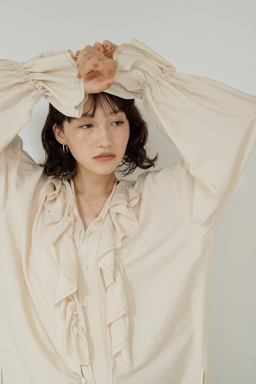 【ガリャルダガランテ/GALLARDAGALANTE】のフリルブラウス 人気、トレンドファッション・服の通販 founy(ファニー) 　ファッション　Fashion　レディースファッション　Fashion for Women　トップス・カットソー　Cut & Sew Tops　シャツ・ブラウス・オフィスカジュアル　Elegant Blouses & Button-Ups　スラックス　Slacks, Dress Pants　スリーブ　Sleeve, Long Sleeve / Short Sleeve　デニム　Denim, Jeans Material　フリル　Frill, Ruffle　ロング　Long, Long-Length　other-7|ID: prp329100004709205 ipo3291000000035433596