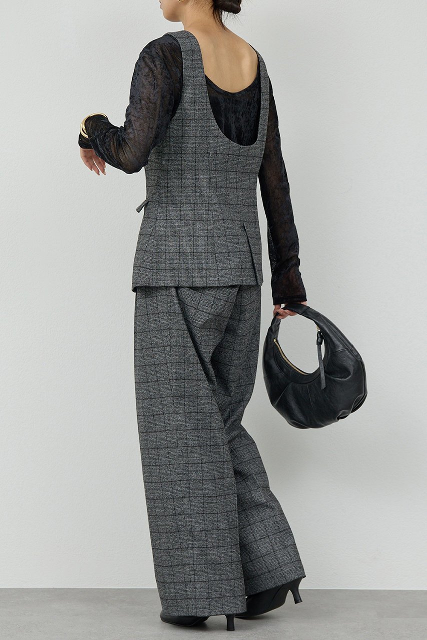 【ガリャルダガランテ/GALLARDAGALANTE】のタックワイドストレートパンツ 人気、トレンドファッション・服の通販 founy(ファニー) 　ファッション　Fashion　レディースファッション　Fashion for Women　パンツ　Pants & Trousers　おすすめ　Recommended / Our Picks　ストレート　Straight, Straight Cut　チェック　Check, Plaid, Tartan　ベスト　Vest, Waistcoat　マニッシュ　Mannish, Boyish　ワイド　Wide, Wide Fit　エレガント 上品　Elegant　other-3|ID: prp329100004709206 ipo3291000000035382375