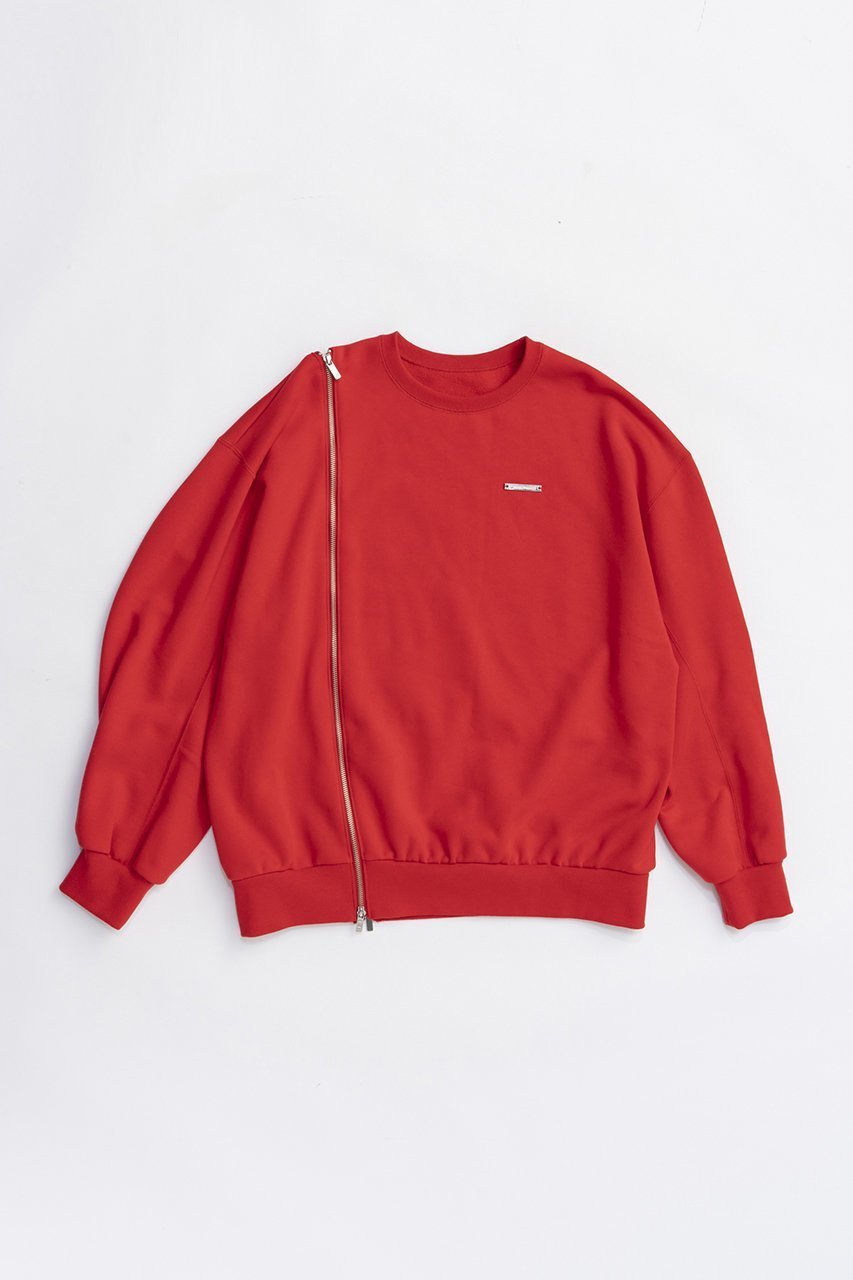 【プランク プロジェクト/PRANK PROJECT】のオーバーサイズジッパースウェット インテリア・キッズ・メンズ・レディースファッション・服の通販 founy(ファニー) 　ファッション　Fashion　レディースファッション　Fashion for Women　トップス・カットソー　Cut & Sew Tops　シャツ・ブラウス・オフィスカジュアル　Elegant Blouses & Button-Ups　レディースパーカー・カジュアルフーディー　Casual Hoodies & Sweatshirts　ロングTシャツ・Tシャツ　Longline T-Shirts & Tees　スウェット・クルーネックトップス　Sweatshirts & Crewnecks / Relaxed Fit Sweat Tops　カットソー・ベーシックTシャツ　Cut-and-Sewn Tops / Stretch Tees & Basics　スウェット / スエット　Sweatshirt, Sweatwear　ブリーチ　Bleach, Washed Finish　メタル　Metal, Metal Parts　リラックス　Relax, Relaxed Fit　RED(レッド)|ID: prp329100004709213 ipo3291000000034015656