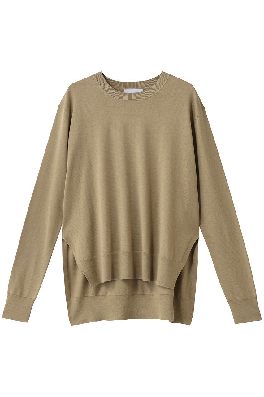 【スタニングルアー/STUNNING LURE】のrコットンシルクスリットプルオーバー インテリア・キッズ・メンズ・レディースファッション・服の通販 founy(ファニー) 　ファッション　Fashion　レディースファッション　Fashion for Women　トップス・カットソー　Cut & Sew Tops　シャツ・ブラウス・オフィスカジュアル　Elegant Blouses & Button-Ups　ロングTシャツ・Tシャツ　Longline T-Shirts & Tees　カジュアルプルオーバー・ニットトップス　Pullovers & Knit Tops / Casual Pullovers　カットソー・ベーシックTシャツ　Cut-and-Sewn Tops / Stretch Tees & Basics　なめらか　Smooth, Silky Texture　シルク　Silk, 100% Silk　スリット　Slit, Slit Detail　スリーブ　Sleeve, Long Sleeve / Short Sleeve　スーピマ　Supima, Premium Cotton　リネン　Linen, Linen Fabric　ロング　Long, Long-Length　エレガント 上品　Elegant　ライトカーキ|ID: prp329100004709215 ipo3291000000035725887