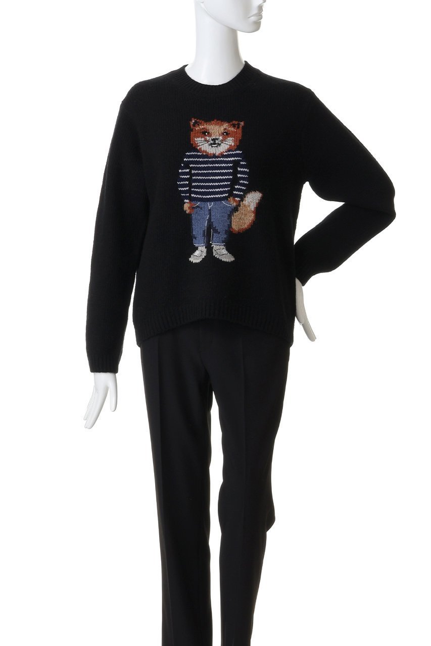 【メゾン キツネ/MAISON KITSUNE】のDRESSED FOX INTARSIA ウール ジャンパー 人気、トレンドファッション・服の通販 founy(ファニー) 　ファッション　Fashion　レディースファッション　Fashion for Women　トップス・カットソー　Cut & Sew Tops　ニット　Knit Tops & Sweaters　カジュアルプルオーバー・ニットトップス　Pullovers & Knit Tops / Casual Pullovers　ワンピース　Dresses　フォーマル・パーティードレス・結婚式用ドレス　Elegant & Casual Dresses　フォックス　Fox, Fox Fur　フロント　Front, Front Design　ボトム　Bottoms, Lower Wear　新作・新入荷　New Arrivals / New In　長袖　Long Sleeve, Full Sleeve　other-2|ID: prp329100004709250 ipo3291000000034015989