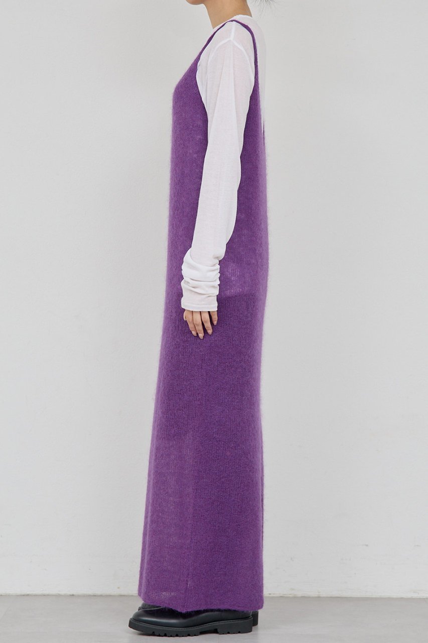 【ガリャルダガランテ/GALLARDAGALANTE】の【比留川游さんコラボ】シアーニットキャミワンピース 人気、トレンドファッション・服の通販 founy(ファニー) 　ファッションモデル・俳優・女優　Models　女性　Women　比留川游　Hirukawa Yu　ファッション　Fashion　レディースファッション　Fashion for Women　ワンピース　Dresses　キャミソールワンピース　Camisole Dresses　チュニック　Tunic Tops & Dresses　おすすめ　Recommended / Our Picks　コラボ　Collaboration, Collab　シアー　Sheer, See-Through　チュニック　Tunic, Long Top　トレンド　Trend, Trending Now　パープル　Purple, Violet　ロング　Long, Long-Length　A/W・秋冬　Autumn/Winter　other-6|ID: prp329100004709280 ipo3291000000035970723