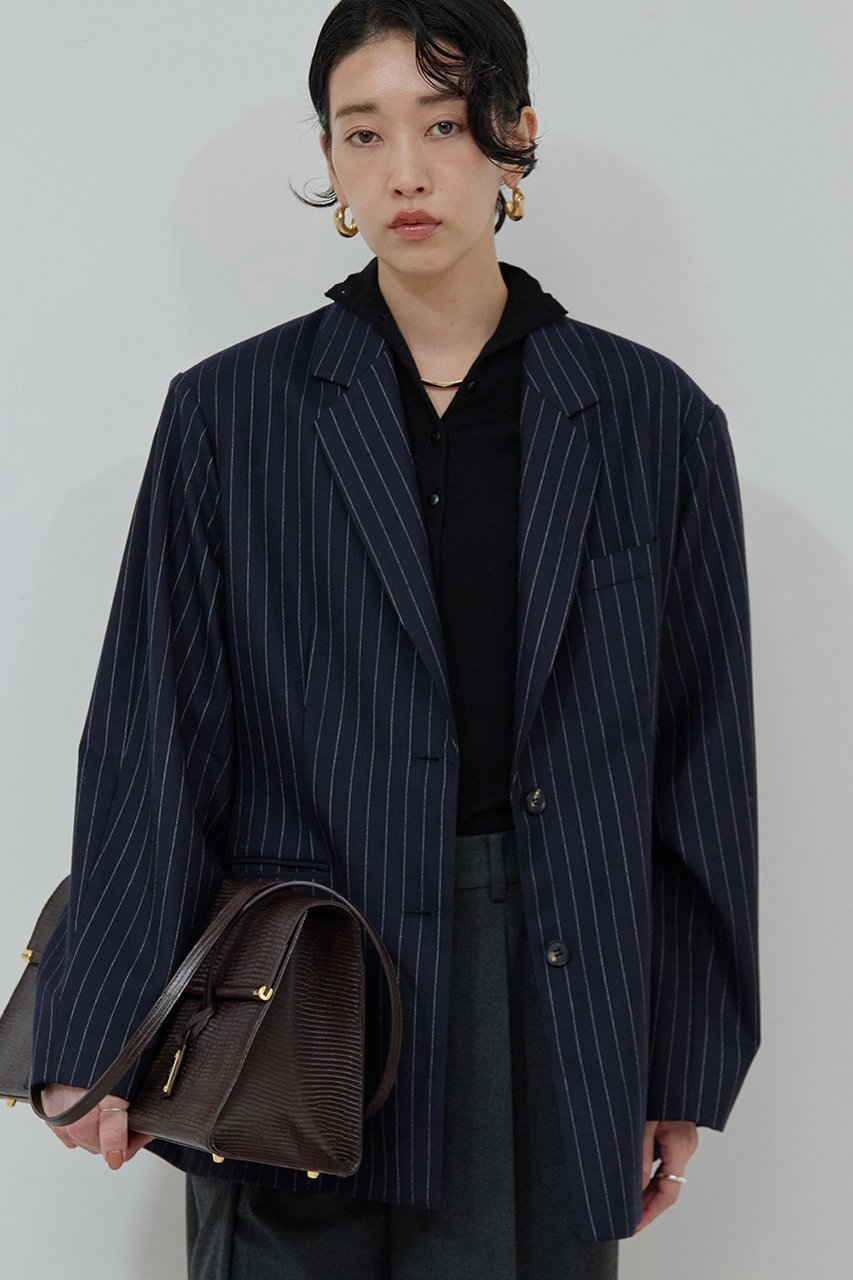【ガリャルダガランテ/GALLARDAGALANTE】の【比留川游さんコラボ】ウエストシェイプジャケット インテリア・キッズ・メンズ・レディースファッション・服の通販 founy(ファニー) 　ファッションモデル・俳優・女優　Models　女性　Women　比留川游　Hirukawa Yu　ファッション　Fashion　レディースファッション　Fashion for Women　アウター　Coat / Outerwear Collection　レディースジャケット・軽アウター　Jackets　コラボ　Collaboration, Collab　シェイプ　Shape, Slim Fit　ジャケット　Jacket, Outerwear　ストライプ　Stripe, Striped Pattern　再入荷　Restock / Back in Stock　ネイビー|ID: prp329100004709281 ipo3291000000035678284
