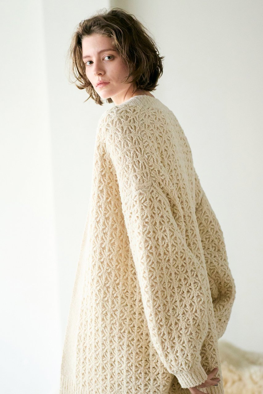 【マリリンムーン/MARILYN MOON】の【WALANCE】ダブルクロシェミドルゲージニットカーディガン 人気、トレンドファッション・服の通販 founy(ファニー) 　ファッション　Fashion　レディースファッション　Fashion for Women　トップス・カットソー　Cut & Sew Tops　ニット　Knit Tops & Sweaters　カーディガン・羽織り　Layered Style Cardigans　かぎ針　Crochet　カーディガン　Cardigan, Knitwear　ダブル　Double, Double-Breasted　フェイス　Face, Facial Design　フォルム　Silhouette, Form　マフラー　Scarf, Muffler　透かし　Cut-Out, Lacework　other-8|ID: prp329100004709289 ipo3291000000034114080