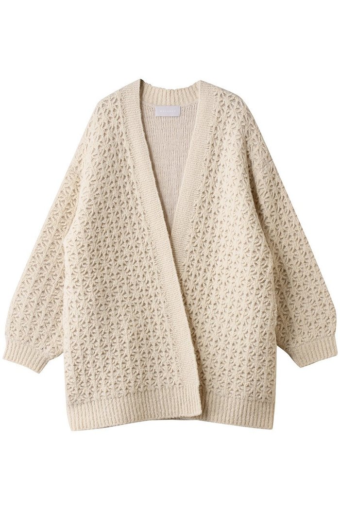 【マリリンムーン/MARILYN MOON】の【WALANCE】ダブルクロシェミドルゲージニットカーディガン インテリア・キッズ・メンズ・レディースファッション・服の通販 founy(ファニー) https://founy.com/ ファッション Fashion レディースファッション Fashion for Women トップス・カットソー Cut & Sew Tops ニット Knit Tops & Sweaters カーディガン・羽織り Layered Style Cardigans かぎ針 Crochet カーディガン Cardigan, Knitwear ダブル Double, Double-Breasted フェイス Face, Facial Design フォルム Silhouette, Form マフラー Scarf, Muffler 透かし Cut-Out, Lacework |ID: prp329100004709289 ipo3291000000036227478