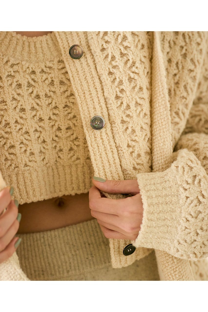 【マリリンムーン/MARILYN MOON】の【WALANCE】ダブルクロシェニットカーディガン 人気、トレンドファッション・服の通販 founy(ファニー) 　ファッション　Fashion　レディースファッション　Fashion for Women　トップス・カットソー　Cut & Sew Tops　ニット　Knit Tops & Sweaters　カーディガン・羽織り　Layered Style Cardigans　かぎ針　Crochet　カーディガン　Cardigan, Knitwear　クロップド　Cropped, Short Length　スリーブ　Sleeve, Long Sleeve / Short Sleeve　ダブル　Double, Double-Breasted　バランス　Balance, Style Balance　フェイス　Face, Facial Design　透かし　Cut-Out, Lacework　other-8|ID: prp329100004709290 ipo3291000000035726003