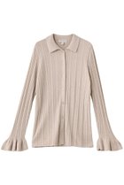 【ベアフット ドリームズ/BAREFOOT DREAMS】のコージーシックウルトラライト リブ ラッフルカフス シャツカラー カーディガン アイボリー|ID: prp329100004709303 ipo3291000000035678299