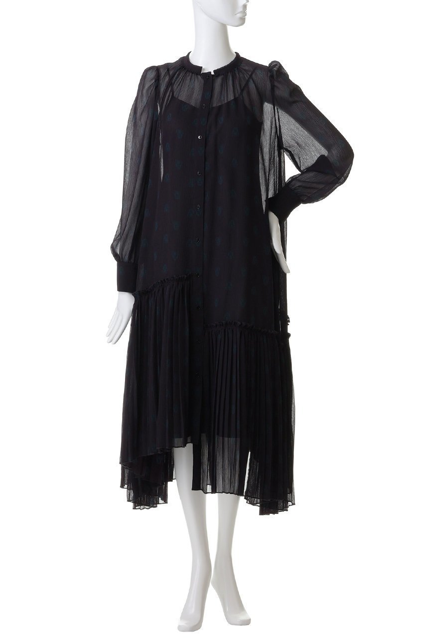 【ランバン オン ブルー/LANVIN en Bleu】のArt DECO 100e ワンピース 人気、トレンドファッション・服の通販 founy(ファニー) 　ファッション　Fashion　レディースファッション　Fashion for Women　ワンピース　Dresses　チュニック　Tunic Tops & Dresses　アシンメトリー　Asymmetrical Style　エレガント 上品　Elegant　シアー　Sheer, See-Through　スリーブ　Sleeve, Long Sleeve / Short Sleeve　チュニック　Tunic, Long Top　プリーツ　Pleats, Pleated　リュクス　Luxury, Elegant, High-End, Chic　ロング　Long, Long-Length　other-2|ID: prp329100004709311 ipo3291000000035499287