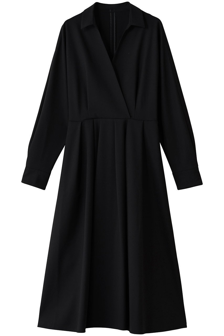 【エステータ/esteta】のウールトロドライストレッチ カシュクールシャツ ワンピース インテリア・キッズ・メンズ・レディースファッション・服の通販 founy(ファニー) 　ファッション　Fashion　レディースファッション　Fashion for Women　ワンピース　Dresses　シャツワンピース / 1枚で着映えコーデ　Shirt Dresses　チュニック　Tunic Tops & Dresses　ギャザー　Gathered, Ruffled　クラシカル　Classical, Vintage-Inspired　チュニック　Tunic, Long Top　プリーツ　Pleats, Pleated　ロング　Long, Long-Length　ブラック|ID: prp329100004709314 ipo3291000000035382557