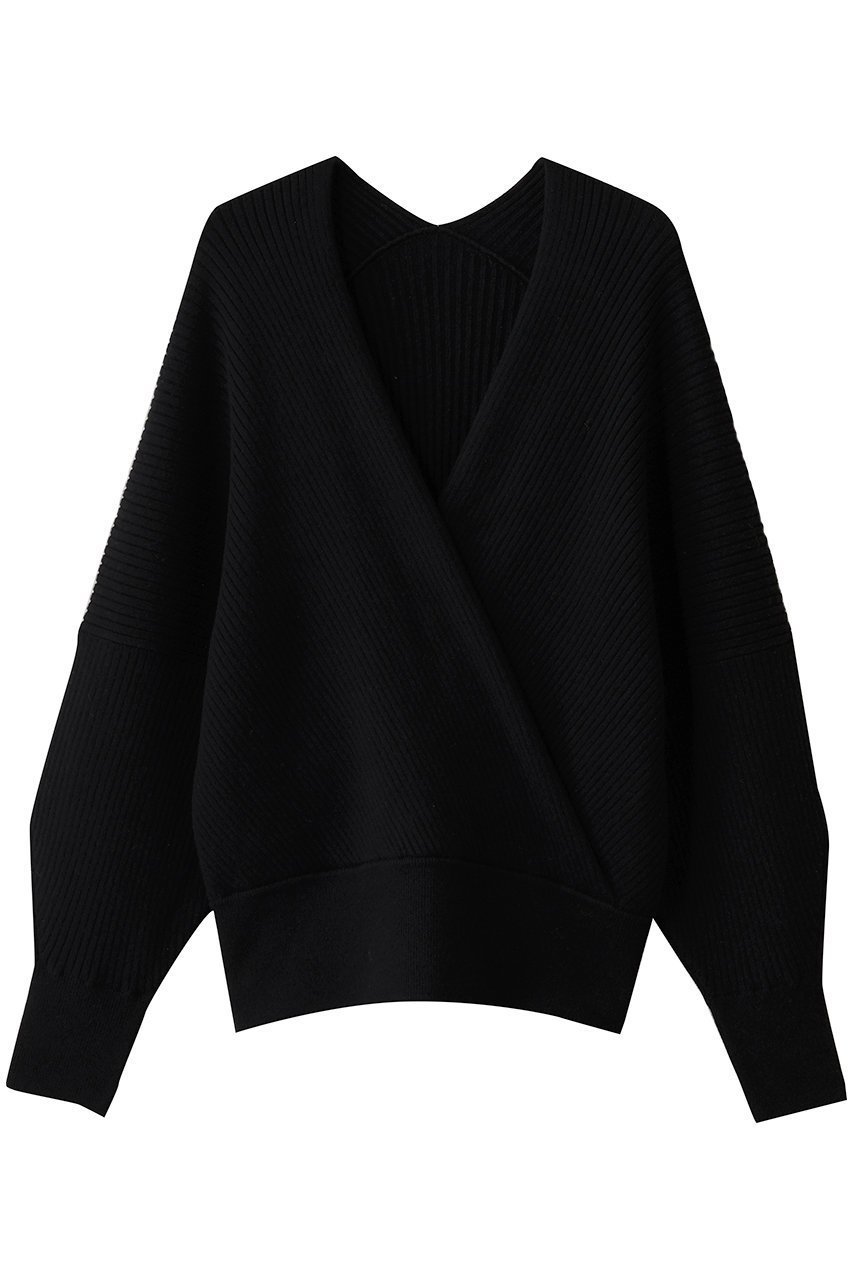 【エステータ/esteta】のカシュクール ニット インテリア・キッズ・メンズ・レディースファッション・服の通販 founy(ファニー) 　ファッション　Fashion　レディースファッション　Fashion for Women　トップス・カットソー　Cut & Sew Tops　ニット　Knit Tops & Sweaters　カジュアルプルオーバー・ニットトップス　Pullovers & Knit Tops / Casual Pullovers　カシュクール　Wrap Design　トレンド　Trend, Trending Now　フレア　Flare, Flared　ワイド　Wide, Wide Fit　エレガント 上品　Elegant　新作・新入荷　New Arrivals / New In　ブラック|ID: prp329100004709316 ipo3291000000034016468