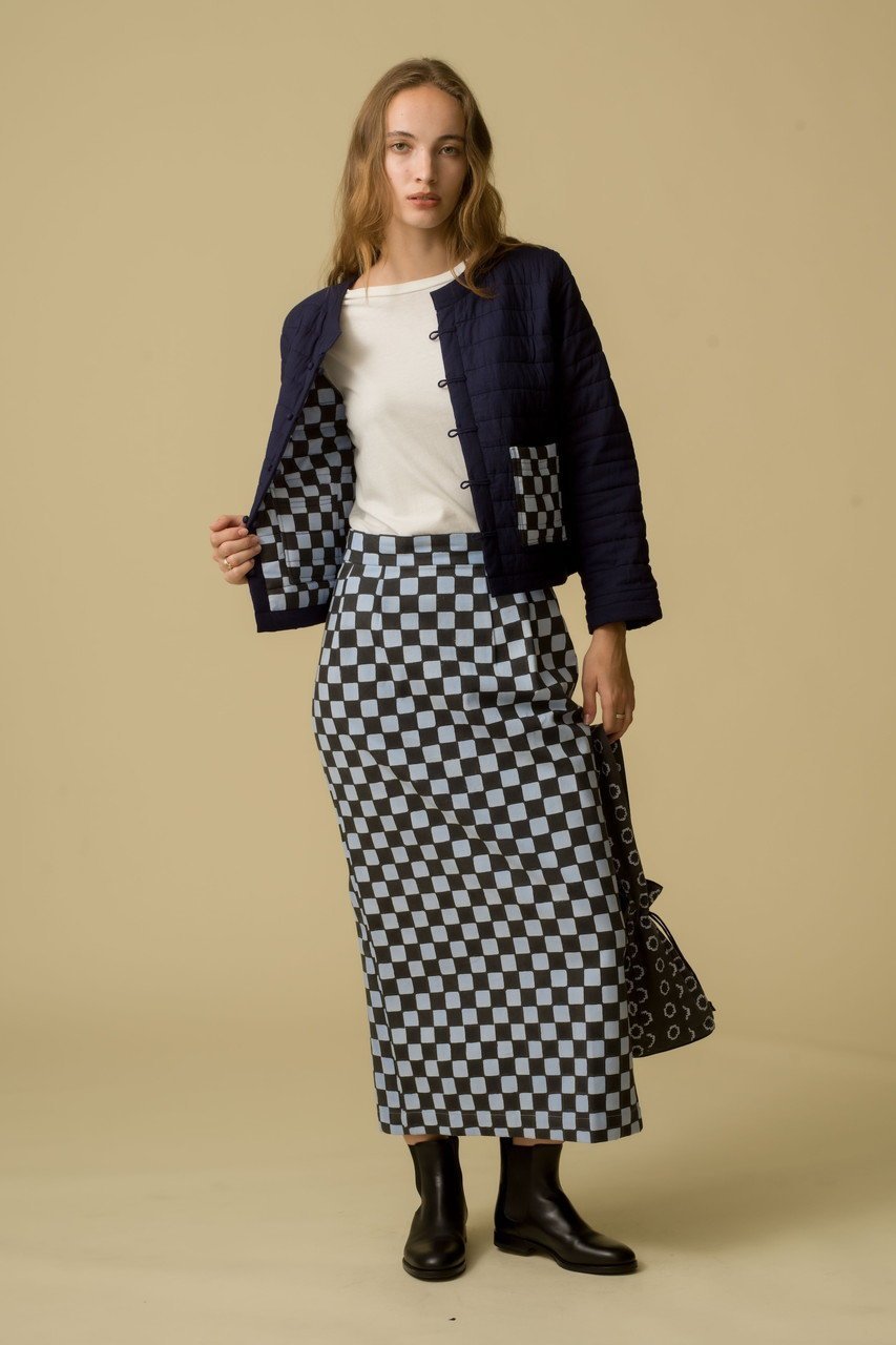 【エスゼット ブロックプリント/SZ Blockprints】のCANVAS SKIRT DOUBLE CHECK キャンバススカート 人気、トレンドファッション・服の通販 founy(ファニー) 　ファッション　Fashion　レディースファッション　Fashion for Women　スカート　Skirts　キャンバス　Canvas, Canvas Fabric　シンプル　Simple, Minimal　ダブル　Double, Double-Breasted　チェック　Check, Plaid, Tartan　フォルム　Silhouette, Form　エレガント 上品　Elegant　新作・新入荷　New Arrivals / New In　other-6|ID: prp329100004709323 ipo3291000000034016547
