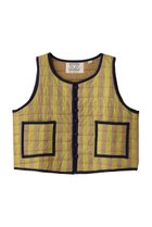 【エスゼット ブロックプリント/SZ Blockprints】のQUILTED VEST DOUBLE THICK STRIPE キルティングベスト ブラウン|ID:prp329100004709327