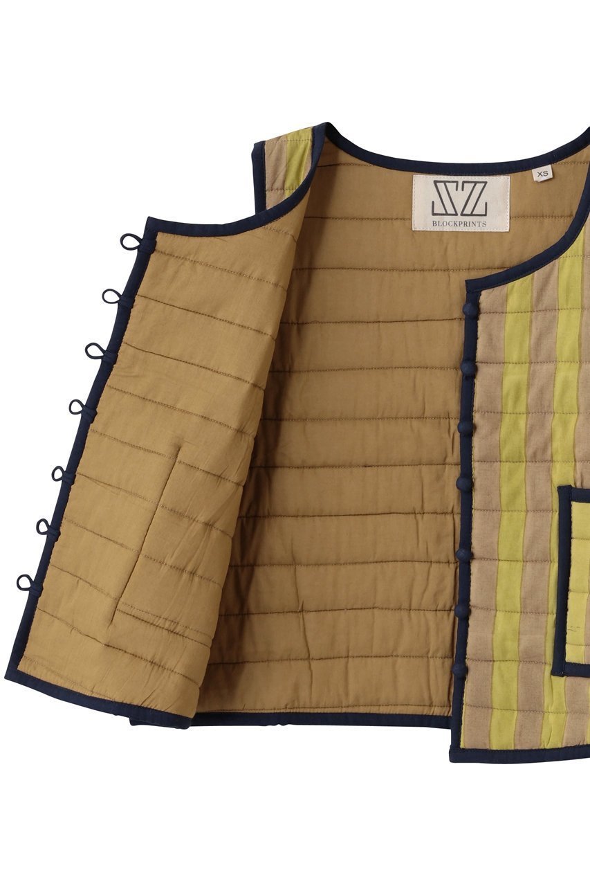 【エスゼット ブロックプリント/SZ Blockprints】のQUILTED VEST DOUBLE THICK STRIPE キルティングベスト 人気、トレンドファッション・服の通販 founy(ファニー) 　ファッション　Fashion　レディースファッション　Fashion for Women　アウター　Coat / Outerwear Collection　レディースジャケット・軽アウター　Jackets　キルティング　Quilted, Quilting　クロップド　Cropped, Short Length　コンパクト　Compact, Small Size　シンプル　Simple, Minimal　ジャケット　Jacket, Outerwear　ストライプ　Stripe, Striped Pattern　パイピング　Piping, Trim Design　ベスト　Vest, Waistcoat　新作・新入荷　New Arrivals / New In　無地　Plain, Solid Color　other-6|ID: prp329100004709327 ipo3291000000034016575