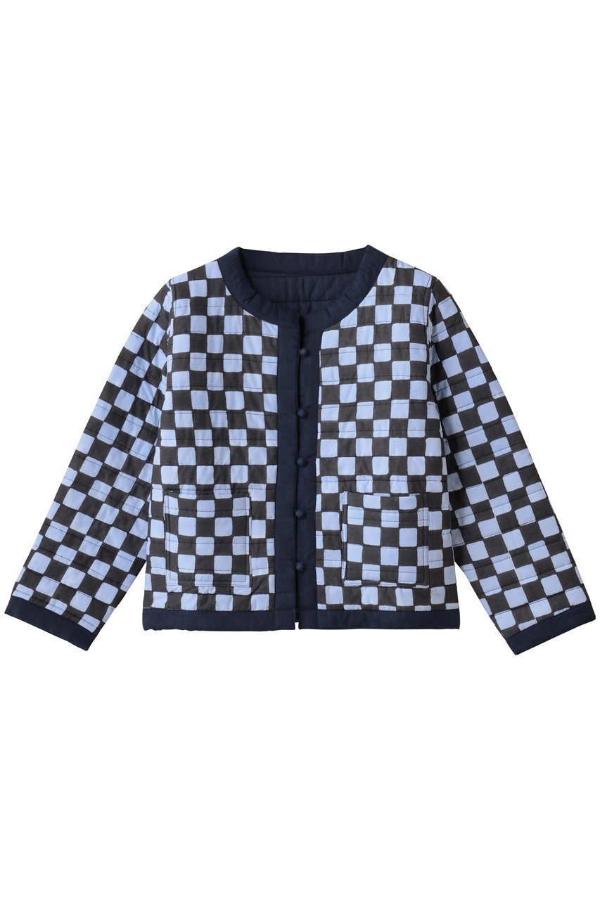 【エスゼット ブロックプリント/SZ Blockprints】のPOPPY JACKET DOUBLE CHECK リバーシブルジャケット インテリア・キッズ・メンズ・レディースファッション・服の通販 founy(ファニー) 　ファッション　Fashion　レディースファッション　Fashion for Women　アウター　Coat / Outerwear Collection　レディースジャケット・軽アウター　Jackets　クロップド　Cropped, Short Length　シンプル　Simple, Minimal　ジャケット　Jacket, Outerwear　ダブル　Double, Double-Breasted　チェック　Check, Plaid, Tartan　バランス　Balance, Style Balance　ポケット　Pocket, Pocket Detail　リバーシブル　Reversible, Two-Sided　新作・新入荷　New Arrivals / New In　無地　Plain, Solid Color　ブルー|ID: prp329100004709329 ipo3291000000034016579