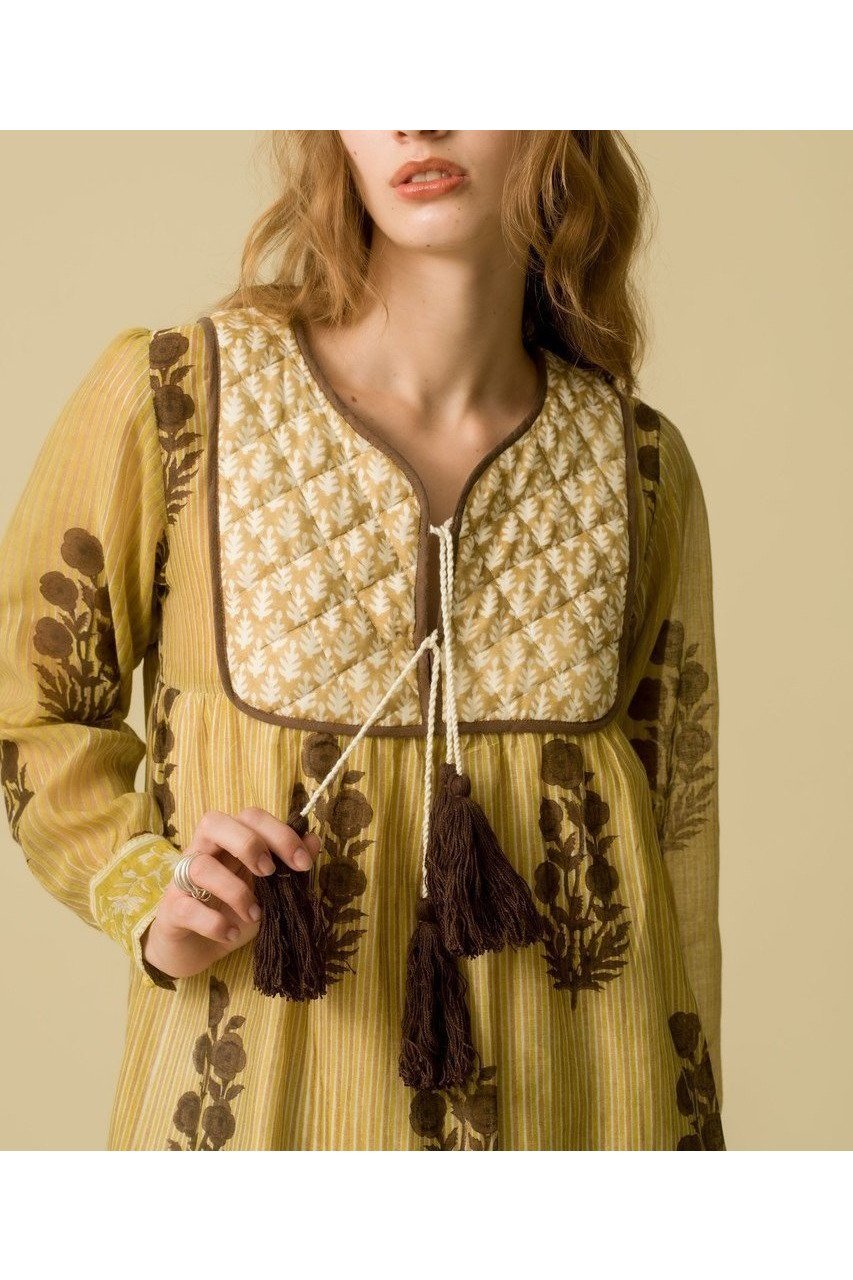 【エスゼット ブロックプリント/SZ Blockprints】のJODHPUR DRESS POPPY ON THIN STRIPE シルクロングドレス 人気、トレンドファッション・服の通販 founy(ファニー) 　ファッション　Fashion　レディースファッション　Fashion for Women　ワンピース　Dresses　フォーマル・パーティードレス・結婚式用ドレス　Elegant & Casual Dresses　チュニック　Tunic Tops & Dresses　シルク　Silk, 100% Silk　ストライプ　Stripe, Striped Pattern　タッセル　Tassel, Fringe　チュニック　Tunic, Long Top　ドレス　Dress, One-Piece　リゾート　Resort, Vacation Style　ロング　Long, Long-Length　新作・新入荷　New Arrivals / New In　other-6|ID: prp329100004709330 ipo3291000000034016601