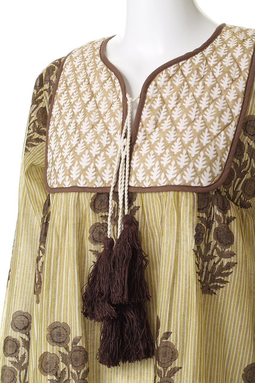 【エスゼット ブロックプリント/SZ Blockprints】のJODHPUR DRESS POPPY ON THIN STRIPE シルクロングドレス 人気、トレンドファッション・服の通販 founy(ファニー) 　ファッション　Fashion　レディースファッション　Fashion for Women　ワンピース　Dresses　フォーマル・パーティードレス・結婚式用ドレス　Elegant & Casual Dresses　チュニック　Tunic Tops & Dresses　シルク　Silk, 100% Silk　ストライプ　Stripe, Striped Pattern　タッセル　Tassel, Fringe　チュニック　Tunic, Long Top　ドレス　Dress, One-Piece　リゾート　Resort, Vacation Style　ロング　Long, Long-Length　other-5|ID: prp329100004709330 ipo3291000000035832057