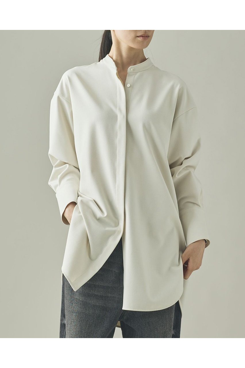 【カレンソロジー/Curensology】のウールライクストレッチシャツ インテリア・キッズ・メンズ・レディースファッション・服の通販 founy(ファニー) 　ファッション　Fashion　レディースファッション　Fashion for Women　トップス・カットソー　Cut & Sew Tops　シャツ・ブラウス・オフィスカジュアル　Elegant Blouses & Button-Ups　インナー　Innerwear　ストレッチ　Stretch, Stretchy Fabric　スリーブ　Sleeve, Long Sleeve / Short Sleeve　セットアップ　Set-Up, Coordinated Outfit　ツイル　Twist, Twisted Detail　ロング　Long, Long-Length　冬　Winter / This Winter　新作・新入荷　New Arrivals / New In　アイボリー|ID: prp329100004709340 ipo3291000000034016667