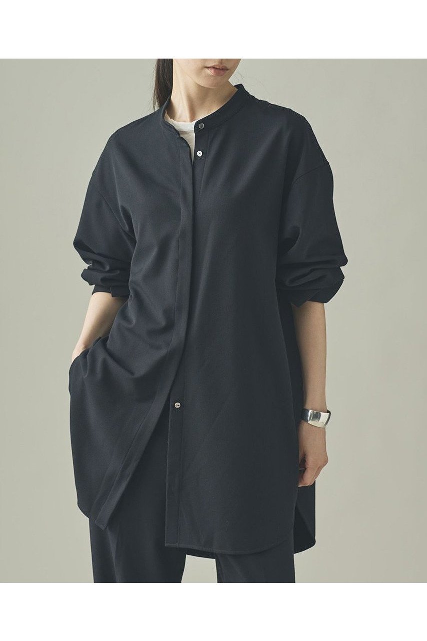 【カレンソロジー/Curensology】のウールライクストレッチシャツ インテリア・キッズ・メンズ・レディースファッション・服の通販 founy(ファニー) 　ファッション　Fashion　レディースファッション　Fashion for Women　トップス・カットソー　Cut & Sew Tops　シャツ・ブラウス・オフィスカジュアル　Elegant Blouses & Button-Ups　インナー　Innerwear　ストレッチ　Stretch, Stretchy Fabric　スリーブ　Sleeve, Long Sleeve / Short Sleeve　セットアップ　Set-Up, Coordinated Outfit　ツイル　Twist, Twisted Detail　ロング　Long, Long-Length　冬　Winter / This Winter　新作・新入荷　New Arrivals / New In　ネイビー|ID: prp329100004709340 ipo3291000000034016668
