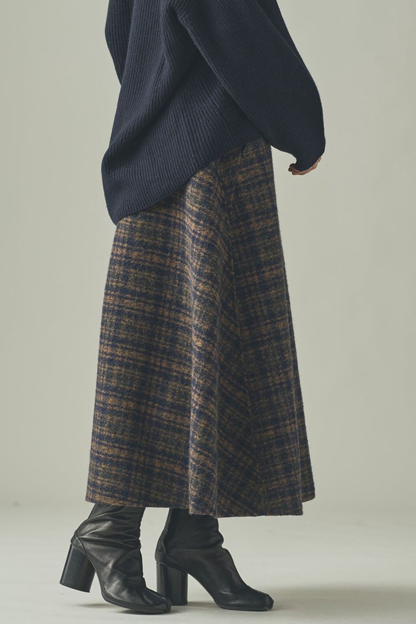【カレンソロジー/Curensology】の〈C.S.G〉リバーチェックスカート 人気、トレンドファッション・服の通販 founy(ファニー) 　ファッション　Fashion　レディースファッション　Fashion for Women　スカート　Skirts　ロングスカート　Long Skirts / Maxi & Midi Skirts　シンプル　Simple, Minimal　スウェット / スエット　Sweatshirt, Sweatwear　チェック　Check, Plaid, Tartan　フレア　Flare, Flared　ボンディング　Bonding, Bonded Fabric　ロング　Long, Long-Length　新作・新入荷　New Arrivals / New In　無地　Plain, Solid Color　other-3|ID: prp329100004709342 ipo3291000000034016684