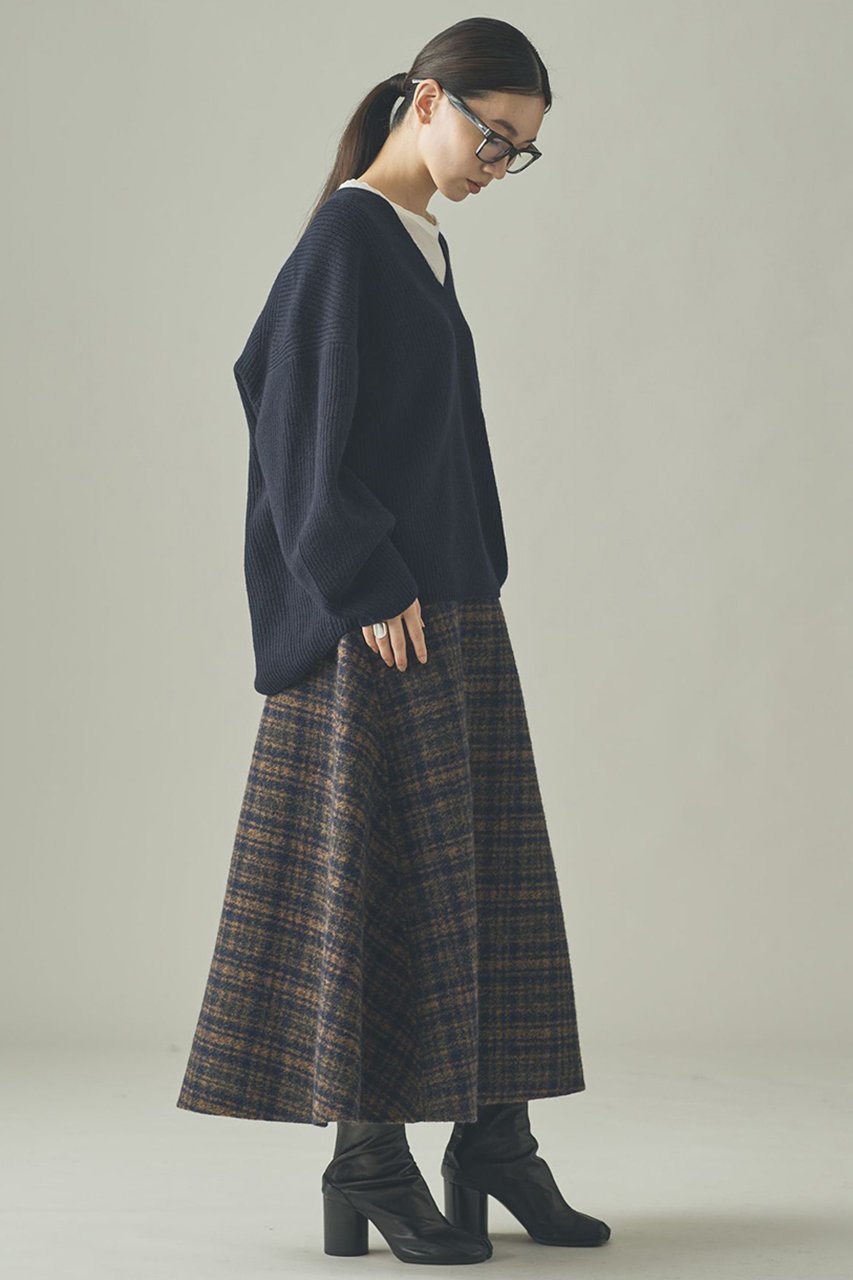 【カレンソロジー/Curensology】の〈C.S.G〉リバーチェックスカート 人気、トレンドファッション・服の通販 founy(ファニー) 　ファッション　Fashion　レディースファッション　Fashion for Women　スカート　Skirts　ロングスカート　Long Skirts / Maxi & Midi Skirts　シンプル　Simple, Minimal　スウェット / スエット　Sweatshirt, Sweatwear　チェック　Check, Plaid, Tartan　フレア　Flare, Flared　ボンディング　Bonding, Bonded Fabric　ロング　Long, Long-Length　新作・新入荷　New Arrivals / New In　無地　Plain, Solid Color　other-6|ID: prp329100004709342 ipo3291000000034016687