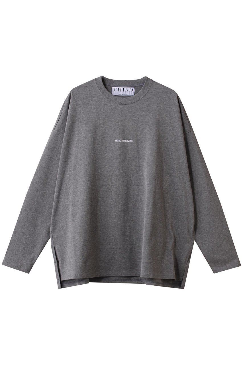 【サードマガジン/THIRD MAGAZINE】のロゴロングスリーブTシャツ インテリア・キッズ・メンズ・レディースファッション・服の通販 founy(ファニー) 　ファッション　Fashion　レディースファッション　Fashion for Women　トップス・カットソー　Cut & Sew Tops　シャツ・ブラウス・オフィスカジュアル　Elegant Blouses & Button-Ups　ロングTシャツ・Tシャツ　Longline T-Shirts & Tees　カットソー・ベーシックTシャツ　Cut-and-Sewn Tops / Stretch Tees & Basics　シンプル　Simple, Minimal　スリーブ　Sleeve, Long Sleeve / Short Sleeve　フロント　Front, Front Design　ロング　Long, Long-Length　新作・新入荷　New Arrivals / New In　グレー|ID: prp329100004710742 ipo3291000000034027933