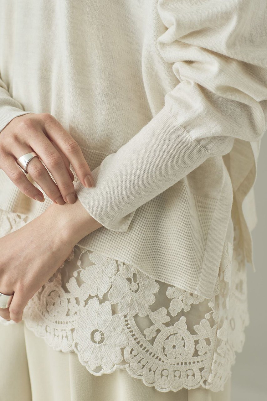 【カレンソロジー/Curensology】のハイゲージレースニットプルオーバー 人気、トレンドファッション・服の通販 founy(ファニー) 　ファッション　Fashion　レディースファッション　Fashion for Women　トップス・カットソー　Cut & Sew Tops　ニット　Knit Tops & Sweaters　ベスト&ジレ / 重ね着スタイル　Vests & Gilets　カジュアルプルオーバー・ニットトップス　Pullovers & Knit Tops / Casual Pullovers　おすすめ　Recommended / Our Picks　キャミソール　Camisole, Spaghetti Strap Top　スリット　Slit, Slit Detail　フィット　Fit, Slim Fit　フラワー　Flower, Floral　モチーフ　Motif, Design Theme　レース　Lace, Lace Fabric　ワイド　Wide, Wide Fit　再入荷　Restock / Back in Stock　other-8|ID: prp329100004710751 ipo3291000000036344489