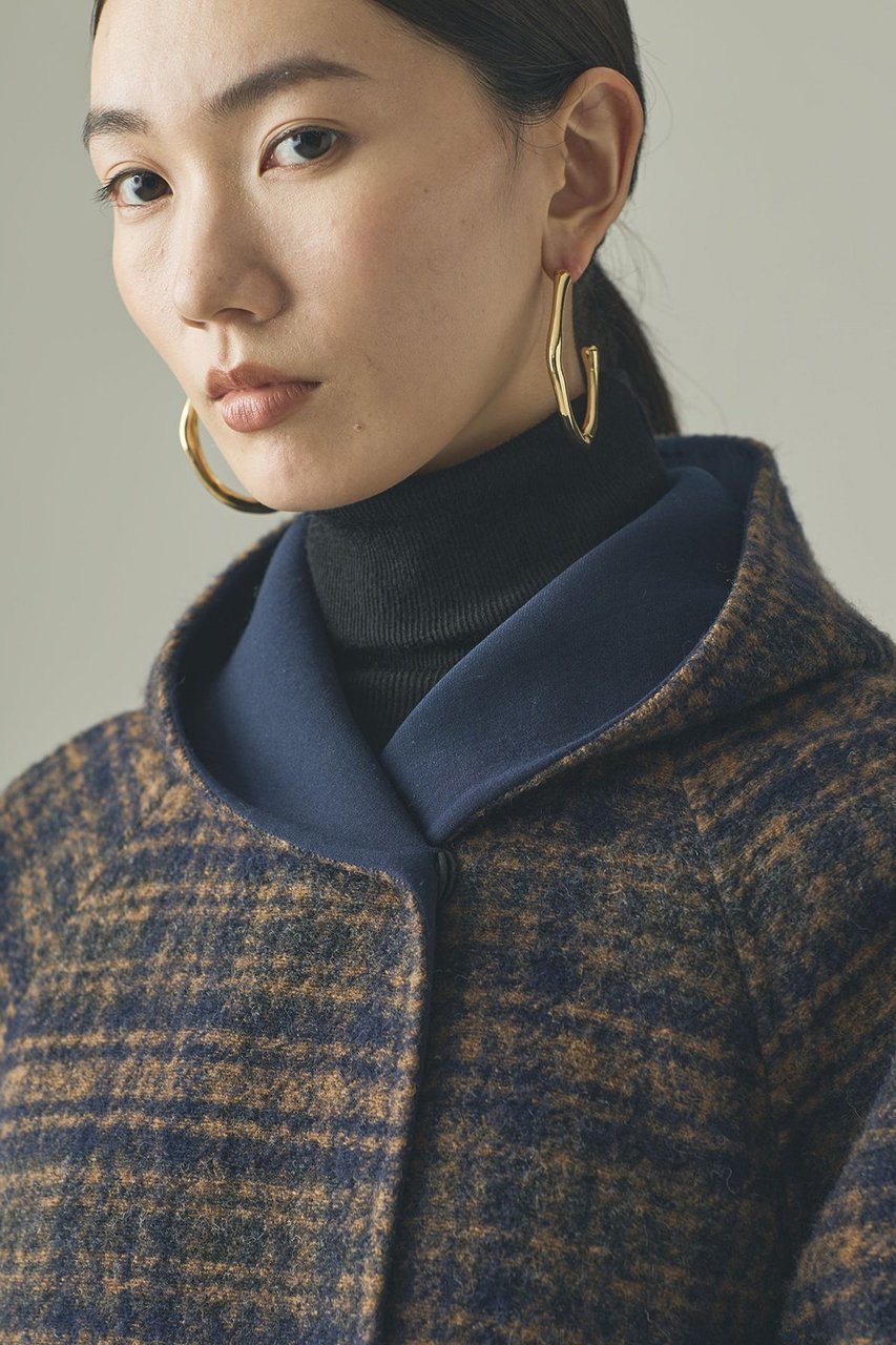 【カレンソロジー/Curensology】の〈C.S.G〉リバーチェックコート 人気、トレンドファッション・服の通販 founy(ファニー) 　ファッション　Fashion　レディースファッション　Fashion for Women　アウター　Coat / Outerwear Collection　コート・ロングコート・ピーコート　Long Coats, Peacoats & More　チェック　Check, Plaid, Tartan　フォルム　Silhouette, Form　ボンディング　Bonding, Bonded Fabric　ロング　Long, Long-Length　エレガント 上品　Elegant　新作・新入荷　New Arrivals / New In　無地　Plain, Solid Color　other-7|ID: prp329100004710755 ipo3291000000034028053