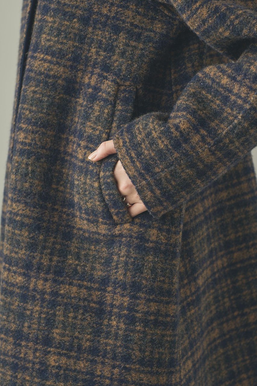 【カレンソロジー/Curensology】の〈C.S.G〉リバーチェックコート 人気、トレンドファッション・服の通販 founy(ファニー) 　ファッション　Fashion　レディースファッション　Fashion for Women　アウター　Coat / Outerwear Collection　コート・ロングコート・ピーコート　Long Coats, Peacoats & More　チェック　Check, Plaid, Tartan　フォルム　Silhouette, Form　ボンディング　Bonding, Bonded Fabric　ロング　Long, Long-Length　エレガント 上品　Elegant　新作・新入荷　New Arrivals / New In　無地　Plain, Solid Color　other-8|ID: prp329100004710755 ipo3291000000034028054