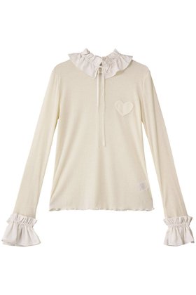 【ミュベール/MUVEIL】 フリルハートパッチカットソー人気、トレンドファッション・服の通販 founy(ファニー) ファッション Fashion レディースファッション Fashion for Women トップス・カットソー Cut & Sew Tops シャツ・ブラウス・オフィスカジュアル Elegant Blouses & Button-Ups ロングTシャツ・Tシャツ Longline T-Shirts & Tees カットソー・ベーシックTシャツ Cut-and-Sewn Tops / Stretch Tees & Basics インナー Innerwear ウォーム Warm Fabric カットソー Cut and Sewn Top ギャザー Gathered, Ruffled シアー Sheer, See-Through ストレッチ Stretch, Stretchy Fabric スリーブ Sleeve, Long Sleeve / Short Sleeve テレコ Ribbed, Rib Stitch ドレープ Drape, Draping Fabric パッチ Patch, Appliqué フリル Frill, Ruffle ラウンド Round, Round Neck リボン Ribbon, Bow ロング Long, Long-Length エレガント 上品 Elegant 新作・新入荷 New Arrivals / New In |ID:prp329100004712178