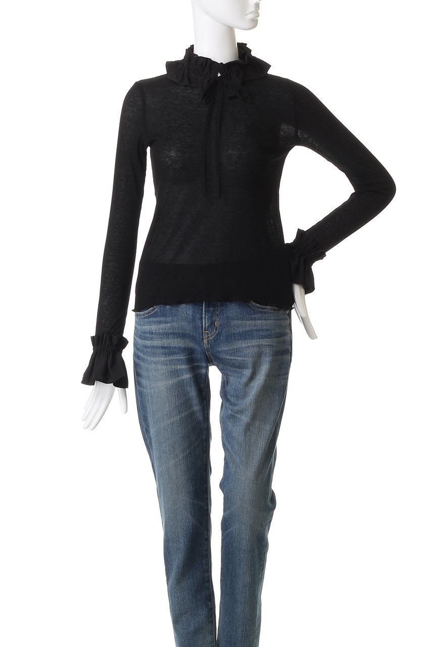 【ミュベール/MUVEIL】のフリルハートパッチカットソー 人気、トレンドファッション・服の通販 founy(ファニー) 　ファッション　Fashion　レディースファッション　Fashion for Women　トップス・カットソー　Cut & Sew Tops　シャツ・ブラウス・オフィスカジュアル　Elegant Blouses & Button-Ups　ロングTシャツ・Tシャツ　Longline T-Shirts & Tees　カットソー・ベーシックTシャツ　Cut-and-Sewn Tops / Stretch Tees & Basics　インナー　Innerwear　ウォーム　Warm Fabric　カットソー　Cut and Sewn Top　ギャザー　Gathered, Ruffled　シアー　Sheer, See-Through　ストレッチ　Stretch, Stretchy Fabric　スリーブ　Sleeve, Long Sleeve / Short Sleeve　テレコ　Ribbed, Rib Stitch　ドレープ　Drape, Draping Fabric　パッチ　Patch, Appliqué　フリル　Frill, Ruffle　ラウンド　Round, Round Neck　リボン　Ribbon, Bow　ロング　Long, Long-Length　エレガント 上品　Elegant　新作・新入荷　New Arrivals / New In　other-2|ID: prp329100004712178 ipo3291000000034036986