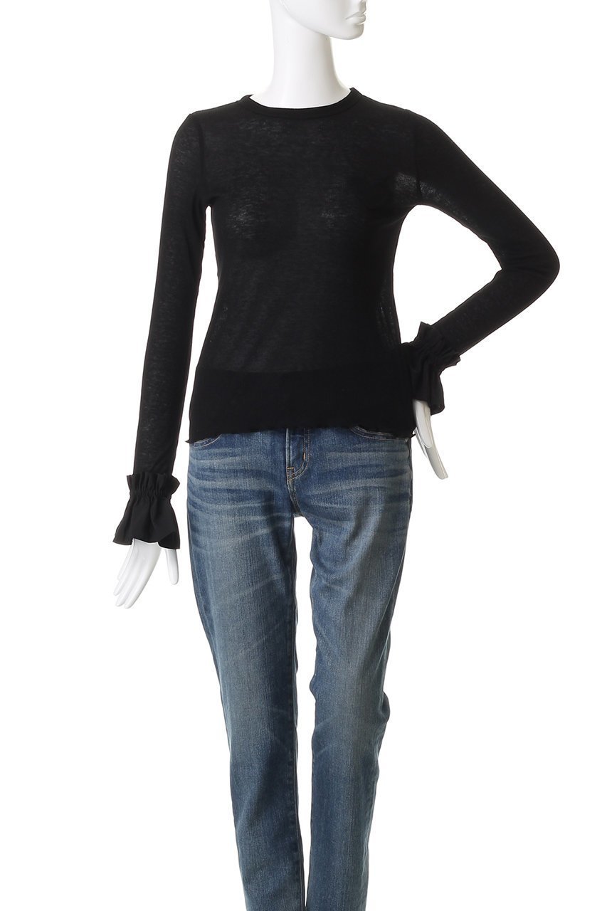 【ミュベール/MUVEIL】のフリルハートパッチカットソー 人気、トレンドファッション・服の通販 founy(ファニー) 　ファッション　Fashion　レディースファッション　Fashion for Women　トップス・カットソー　Cut & Sew Tops　シャツ・ブラウス・オフィスカジュアル　Elegant Blouses & Button-Ups　ロングTシャツ・Tシャツ　Longline T-Shirts & Tees　カットソー・ベーシックTシャツ　Cut-and-Sewn Tops / Stretch Tees & Basics　インナー　Innerwear　ウォーム　Warm Fabric　カットソー　Cut and Sewn Top　ギャザー　Gathered, Ruffled　シアー　Sheer, See-Through　ストレッチ　Stretch, Stretchy Fabric　スリーブ　Sleeve, Long Sleeve / Short Sleeve　テレコ　Ribbed, Rib Stitch　ドレープ　Drape, Draping Fabric　パッチ　Patch, Appliqué　フリル　Frill, Ruffle　ラウンド　Round, Round Neck　リボン　Ribbon, Bow　ロング　Long, Long-Length　エレガント 上品　Elegant　新作・新入荷　New Arrivals / New In　other-7|ID: prp329100004712178 ipo3291000000034036991