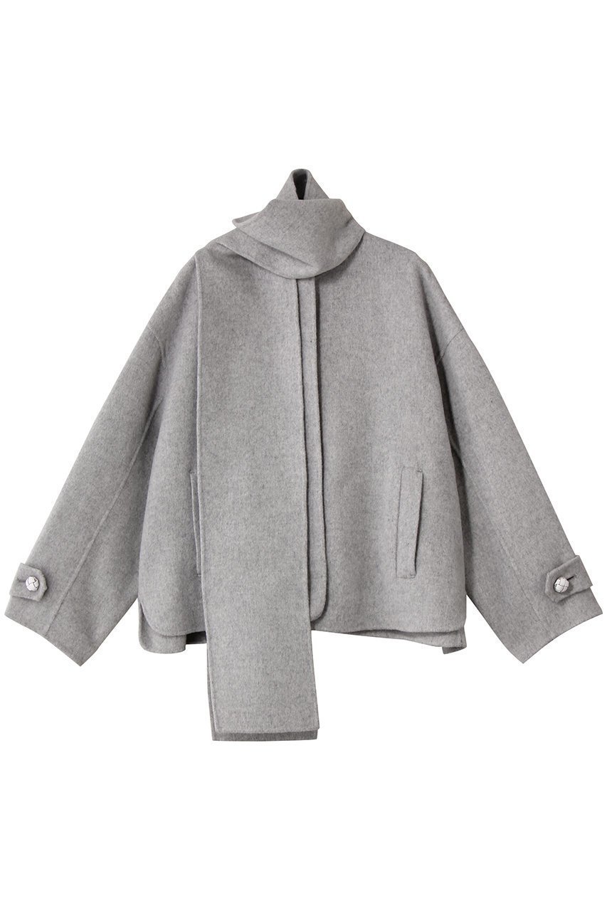 【ミュベール/MUVEIL】のリバー仕立てコート インテリア・キッズ・メンズ・レディースファッション・服の通販 founy(ファニー) 　ファッション　Fashion　レディースファッション　Fashion for Women　アウター　Coat / Outerwear Collection　コート・ロングコート・ピーコート　Long Coats, Peacoats & More　ショート　Short, Short Length　ストール　Stole, Wrap　ドレープ　Drape, Draping Fabric　フレア　Flare, Flared　新作・新入荷　New Arrivals / New In　グレー|ID: prp329100004712182 ipo3291000000034037018