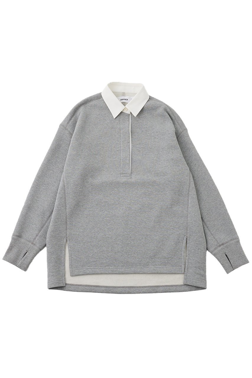 【ザ ストア バイ シー/THE STORE by C】の【COCUCA】ポロスエット インテリア・キッズ・メンズ・レディースファッション・服の通販 founy(ファニー) 　ファッション　Fashion　レディースファッション　Fashion for Women　トップス・カットソー　Cut & Sew Tops　シャツ・ブラウス・オフィスカジュアル　Elegant Blouses & Button-Ups　レディースパーカー・カジュアルフーディー　Casual Hoodies & Sweatshirts　ロングTシャツ・Tシャツ　Longline T-Shirts & Tees　スウェット・クルーネックトップス　Sweatshirts & Crewnecks / Relaxed Fit Sweat Tops　カットソー・ベーシックTシャツ　Cut-and-Sewn Tops / Stretch Tees & Basics　スウェット / スエット　Sweatshirt, Sweatwear　トレンド　Trend, Trending Now　バランス　Balance, Style Balance　パターン　Pattern, Design Print　グレー|ID: prp329100004712183 ipo3291000000035453114
