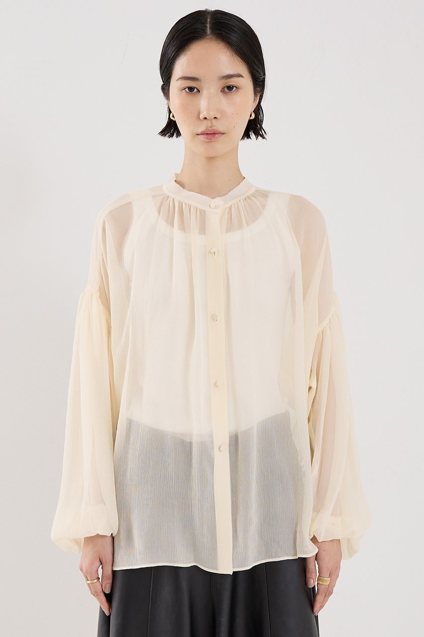 【ザ ストア バイ シー/THE STORE by C】の【COCUCA】シルクフェミニンブラウス 人気、トレンドファッション・服の通販 founy(ファニー) 　ファッション　Fashion　レディースファッション　Fashion for Women　トップス・カットソー　Cut & Sew Tops　シャツ・ブラウス・オフィスカジュアル　Elegant Blouses & Button-Ups　おすすめ　Recommended / Our Picks　インナー　Innerwear　エレガント 上品　Elegant　ギャザー　Gathered, Ruffled　シアー　Sheer, See-Through　シルク　Silk, 100% Silk　ジャケット　Jacket, Outerwear　スリーブ　Sleeve, Long Sleeve / Short Sleeve　ロング　Long, Long-Length　新作・新入荷　New Arrivals / New In　other-5|ID: prp329100004712185 ipo3291000000034037053