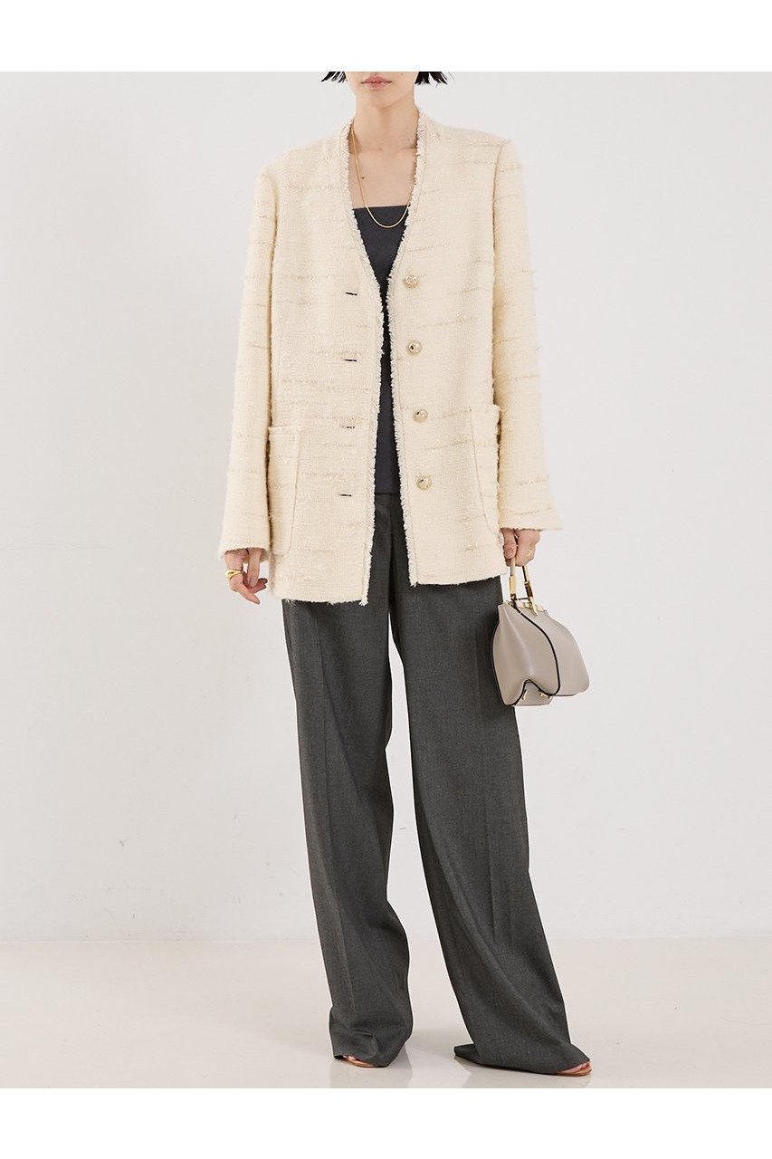 【ザ ストア バイ シー/THE STORE by C】の【COCUCA】ツイードVネックジャケット 人気、トレンドファッション・服の通販 founy(ファニー) 　ファッション　Fashion　レディースファッション　Fashion for Women　アウター　Coat / Outerwear Collection　レディースジャケット・軽アウター　Jackets　イタリア　Italy　カーディガン　Cardigan, Knitwear　グラデーション　Gradient, Ombre　ジャケット　Jacket, Outerwear　ツイード　Twill, Twill Weave　デニム　Denim, Jeans Material　ドレス　Dress, One-Piece　フリンジ　Fringe, Tassel　ロング　Long, Long-Length　新作・新入荷　New Arrivals / New In　other-2|ID: prp329100004712186 ipo3291000000034037059