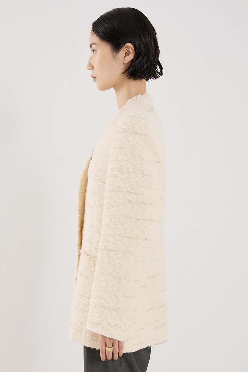 【ザ ストア バイ シー/THE STORE by C】の【COCUCA】ツイードVネックジャケット 人気、トレンドファッション・服の通販 founy(ファニー) 　ファッション　Fashion　レディースファッション　Fashion for Women　アウター　Coat / Outerwear Collection　レディースジャケット・軽アウター　Jackets　イタリア　Italy　カーディガン　Cardigan, Knitwear　グラデーション　Gradient, Ombre　ジャケット　Jacket, Outerwear　ツイード　Twill, Twill Weave　デニム　Denim, Jeans Material　ドレス　Dress, One-Piece　フリンジ　Fringe, Tassel　ロング　Long, Long-Length　新作・新入荷　New Arrivals / New In　other-5|ID: prp329100004712186 ipo3291000000034037062
