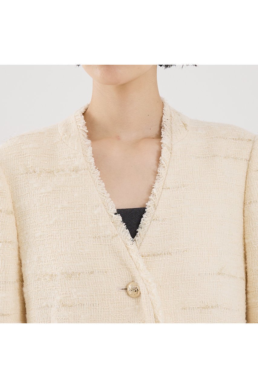 【ザ ストア バイ シー/THE STORE by C】の【COCUCA】ツイードVネックジャケット 人気、トレンドファッション・服の通販 founy(ファニー) 　ファッション　Fashion　レディースファッション　Fashion for Women　アウター　Coat / Outerwear Collection　レディースジャケット・軽アウター　Jackets　イタリア　Italy　カーディガン　Cardigan, Knitwear　グラデーション　Gradient, Ombre　ジャケット　Jacket, Outerwear　ツイード　Twill, Twill Weave　デニム　Denim, Jeans Material　ドレス　Dress, One-Piece　フリンジ　Fringe, Tassel　ロング　Long, Long-Length　other-7|ID: prp329100004712186 ipo3291000000034483879