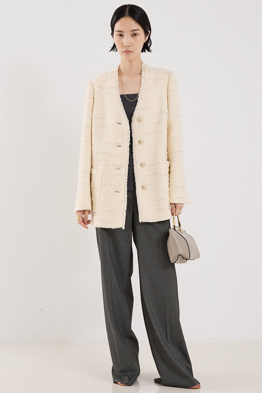 【ザ ストア バイ シー/THE STORE by C】の【COCUCA】ツイードVネックジャケット 人気、トレンドファッション・服の通販 founy(ファニー) 　ファッション　Fashion　レディースファッション　Fashion for Women　アウター　Coat / Outerwear Collection　レディースジャケット・軽アウター　Jackets　イタリア　Italy　カーディガン　Cardigan, Knitwear　グラデーション　Gradient, Ombre　ジャケット　Jacket, Outerwear　ツイード　Twill, Twill Weave　デニム　Denim, Jeans Material　ドレス　Dress, One-Piece　フリンジ　Fringe, Tassel　ロング　Long, Long-Length　other-2|ID: prp329100004712186 ipo3291000000035502070