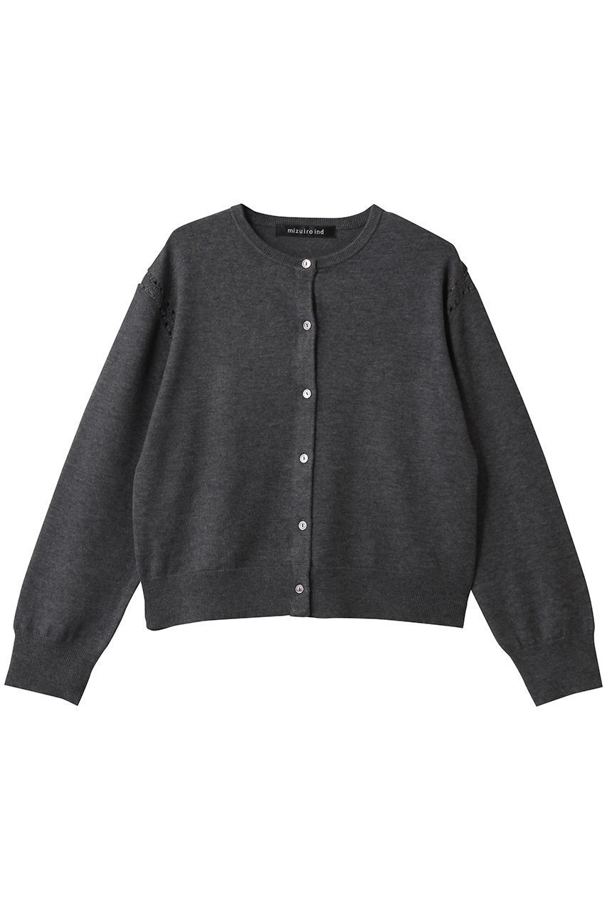 【ミズイロ インド/mizuiro ind】のcrew neck C/D crochet カーディガン インテリア・キッズ・メンズ・レディースファッション・服の通販 founy(ファニー) 　ファッション　Fashion　レディースファッション　Fashion for Women　トップス・カットソー　Cut & Sew Tops　ニット　Knit Tops & Sweaters　カーディガン・羽織り　Layered Style Cardigans　おすすめ　Recommended / Our Picks　カーディガン　Cardigan, Knitwear　クロシェ　Crochet, Knitted Lace　シンプル　Simple, Minimal　スラックス　Slacks, Dress Pants　デニム　Denim, Jeans Material　トレンド　Trend, Trending Now　新作・新入荷　New Arrivals / New In　c.gray|ID: prp329100004712190 ipo3291000000034037092
