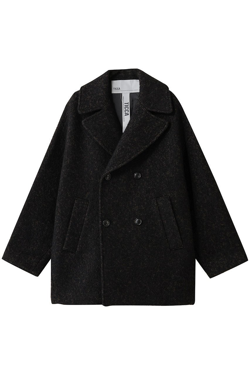 【エリオポール/heliopole】の【TICCA】ミックスツイードPコート インテリア・キッズ・メンズ・レディースファッション・服の通販 founy(ファニー) 　ファッション　Fashion　レディースファッション　Fashion for Women　アウター　Coat / Outerwear Collection　コート・ロングコート・ピーコート　Long Coats, Peacoats & More　Pコート　Pea Coats　ショート　Short, Short Length　ダブル　Double, Double-Breasted　ツイード　Twill, Twill Weave　ミックス　Mix, Mixed Style　新作・新入荷　New Arrivals / New In　A/W・秋冬　Autumn/Winter　ブラック|ID: prp329100004712193 ipo3291000000034037115