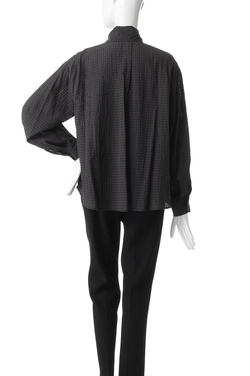 【エリオポール/heliopole】のシアーチェックボウタイブラウス 人気、トレンドファッション・服の通販 founy(ファニー) 　ファッション　Fashion　レディースファッション　Fashion for Women　トップス・カットソー　Cut & Sew Tops　シャツ・ブラウス・オフィスカジュアル　Elegant Blouses & Button-Ups　シアー　Sheer, See-Through　スリーブ　Sleeve, Long Sleeve / Short Sleeve　デニム　Denim, Jeans Material　フェミニン　Feminine, Girly　ロング　Long, Long-Length　新作・新入荷　New Arrivals / New In　other-4|ID: prp329100004712197 ipo3291000000034037140