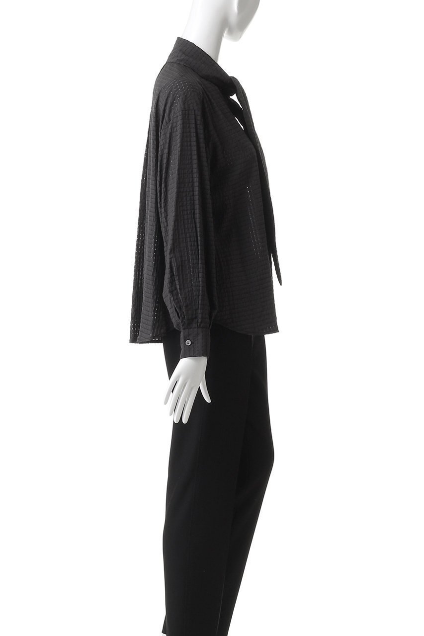 【エリオポール/heliopole】のシアーチェックボウタイブラウス 人気、トレンドファッション・服の通販 founy(ファニー) 　ファッション　Fashion　レディースファッション　Fashion for Women　トップス・カットソー　Cut & Sew Tops　シャツ・ブラウス・オフィスカジュアル　Elegant Blouses & Button-Ups　シアー　Sheer, See-Through　スリーブ　Sleeve, Long Sleeve / Short Sleeve　デニム　Denim, Jeans Material　フェミニン　Feminine, Girly　ロング　Long, Long-Length　other-3|ID: prp329100004712197 ipo3291000000035754330