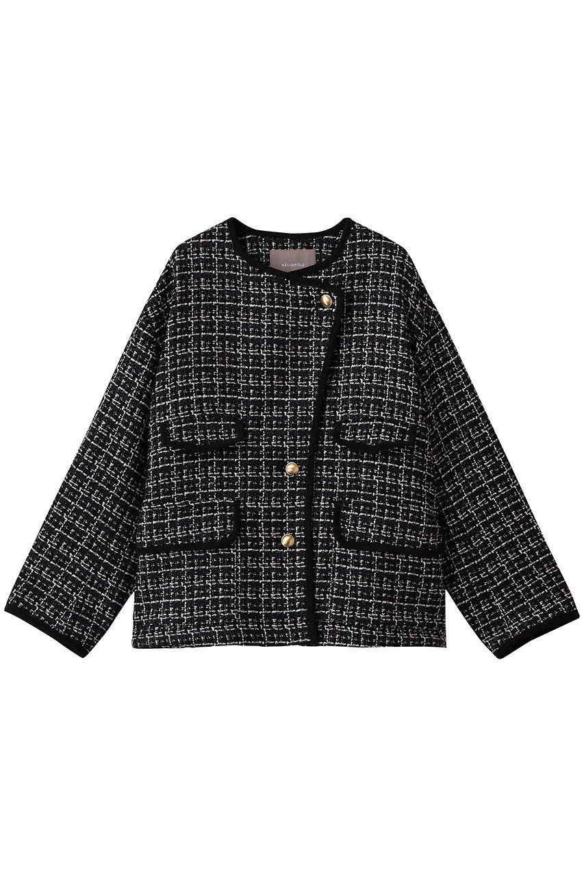 【エリオポール/heliopole】のツイードビッグジャケット インテリア・キッズ・メンズ・レディースファッション・服の通販 founy(ファニー) 　ファッション　Fashion　レディースファッション　Fashion for Women　アウター　Coat / Outerwear Collection　レディースジャケット・軽アウター　Jackets　エレガント 上品　Elegant　コーデュロイ　Corduroy, Cord Fabric　ジャケット　Jacket, Outerwear　スリーブ　Sleeve, Long Sleeve / Short Sleeve　ツイード　Twill, Twill Weave　トリミング　Trimming, Decorative Edge　ロング　Long, Long-Length　新作・新入荷　New Arrivals / New In　A/W・秋冬　Autumn/Winter　ブラック|ID: prp329100004712198 ipo3291000000034037143