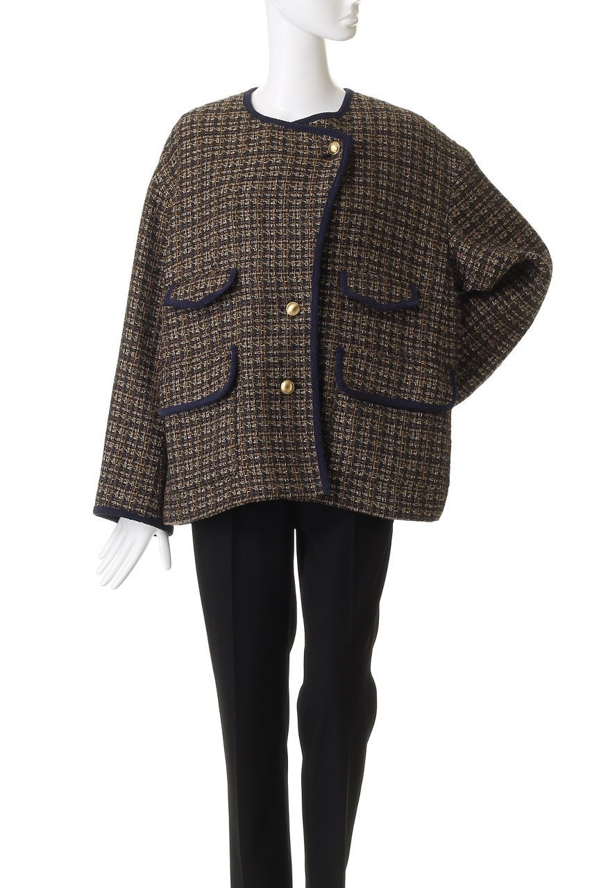 【エリオポール/heliopole】のツイードビッグジャケット 人気、トレンドファッション・服の通販 founy(ファニー) 　ファッション　Fashion　レディースファッション　Fashion for Women　アウター　Coat / Outerwear Collection　レディースジャケット・軽アウター　Jackets　エレガント 上品　Elegant　コーデュロイ　Corduroy, Cord Fabric　ジャケット　Jacket, Outerwear　スリーブ　Sleeve, Long Sleeve / Short Sleeve　ツイード　Twill, Twill Weave　トリミング　Trimming, Decorative Edge　ロング　Long, Long-Length　A/W・秋冬　Autumn/Winter　other-2|ID: prp329100004712198 ipo3291000000035754336