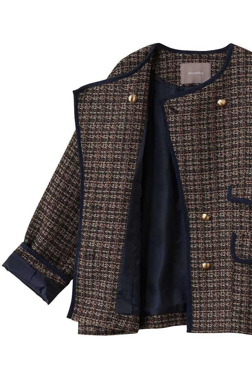 【エリオポール/heliopole】のツイードビッグジャケット 人気、トレンドファッション・服の通販 founy(ファニー) 　ファッション　Fashion　レディースファッション　Fashion for Women　アウター　Coat / Outerwear Collection　レディースジャケット・軽アウター　Jackets　エレガント 上品　Elegant　コーデュロイ　Corduroy, Cord Fabric　ジャケット　Jacket, Outerwear　スリーブ　Sleeve, Long Sleeve / Short Sleeve　ツイード　Twill, Twill Weave　トリミング　Trimming, Decorative Edge　ロング　Long, Long-Length　A/W・秋冬　Autumn/Winter　other-6|ID: prp329100004712198 ipo3291000000035754340