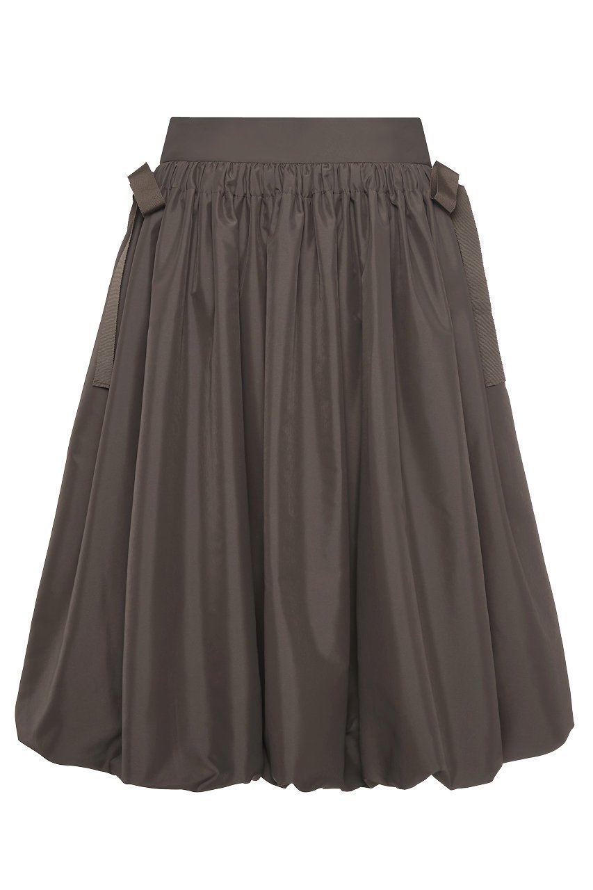 【デイジーリン/DAISY LIN】のSkirt “Tulip Ribbon” インテリア・キッズ・メンズ・レディースファッション・服の通販 founy(ファニー) 　ファッション　Fashion　レディースファッション　Fashion for Women　スカート　Skirts　ギャザー　Gathered, Ruffled　ストレッチ　Stretch, Stretchy Fabric　タフタ　Taffeta, Structured Fabric　バイアス　Bias, Diagonal Cut　バルーン　Balloon, Balloon Silhouette　リボン　Ribbon, Bow　夏　Summer　新作・新入荷　New Arrivals / New In　秋　Autumn　軽量　Lightweight, Ultra Light　ダークブラウン|ID: prp329100004713047 ipo3291000000034046743