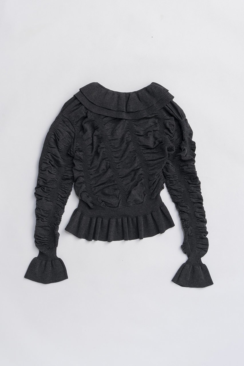 【プランク プロジェクト/PRANK PROJECT】のシャーリングラッフルニット 人気、トレンドファッション・服の通販 founy(ファニー) 　ファッション　Fashion　レディースファッション　Fashion for Women　トップス・カットソー　Cut & Sew Tops　ニット　Knit Tops & Sweaters　カジュアルプルオーバー・ニットトップス　Pullovers & Knit Tops / Casual Pullovers　おすすめ　Recommended / Our Picks　シャーリング　Shirring, Ruched　デニム　Denim, Jeans Material　ボトム　Bottoms, Lower Wear　ミックス　Mix, Mixed Style　ラッフル　Ruffle, Frill　新作・新入荷　New Arrivals / New In　other-2|ID: prp329100004713049 ipo3291000000034046757