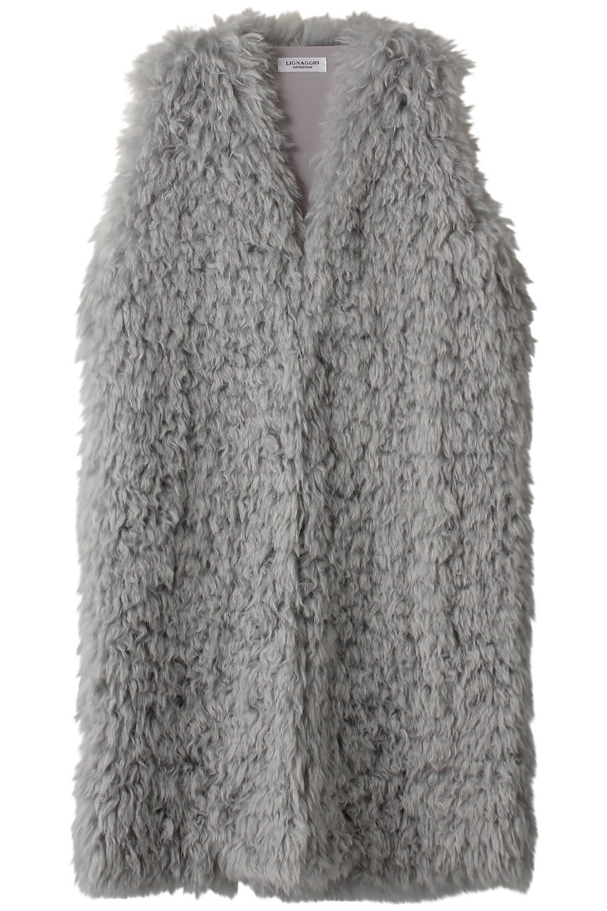 【リナージオ/LIGNAGGIO】のトスカーナラム風フェイクファー ロングジレ インテリア・キッズ・メンズ・レディースファッション・服の通販 founy(ファニー) ファッション Fashion レディースファッション Fashion for Women アウター Coat / Outerwear Collection コート・ロングコート・ピーコート Long Coats, Peacoats & More なめらか Smooth, Silky Texture シンプル Simple, Minimal フェイクファー Faux Fur, Imitation Fur ラグジュアリー Luxury, Elegant ロング Long, Long-Length 傘 Umbrella, Parasol 再入荷 Restock / Back in Stock ライトグレー|ID: prp329100004713050 ipo3291000000035743828