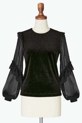 【デイジーリン/DAISY LIN】 Top “High-end Lady”人気、トレンドファッション・服の通販 founy(ファニー) ファッション Fashion レディースファッション Fashion for Women トップス・カットソー Cut & Sew Tops シャツ・ブラウス・オフィスカジュアル Elegant Blouses & Button-Ups エレガント 上品 Elegant シフォン Chiffon, Lightweight Fabric シンプル Simple, Minimal スマート Smart, Elegant スリット Slit, Slit Detail スリーブ Sleeve, Long Sleeve / Short Sleeve フェミニン Feminine, Girly フリル Frill, Ruffle ベロア Velour, Soft Velvet ロング Long, Long-Length 人気 Popular, Best Seller 新作・新入荷 New Arrivals / New In |ID:prp329100004713054