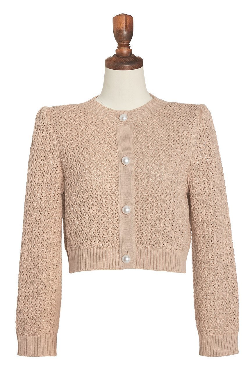 【デイジーリン/DAISY LIN】のCardigan “Lady Pearl” インテリア・キッズ・メンズ・レディースファッション・服の通販 founy(ファニー) 　ファッション　Fashion　レディースファッション　Fashion for Women　トップス・カットソー　Cut & Sew Tops　ニット　Knit Tops & Sweaters　カーディガン・羽織り　Layered Style Cardigans　ウォッシャブル　Machine Washable　カーディガン　Cardigan, Knitwear　コンパクト　Compact, Small Size　パール　Pearl, Pearl Accent　手編み　Hand-Knitted, Handmade Knit　新作・新入荷　New Arrivals / New In　洗える　Machine Washable　秋　Autumn　ベージュ|ID: prp329100004713057 ipo3291000000034046822